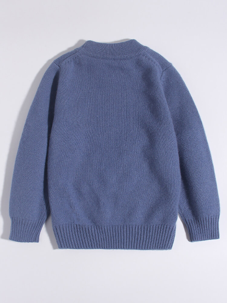 Kids Blue Pirate Whale and Bird Cashmere Sweater